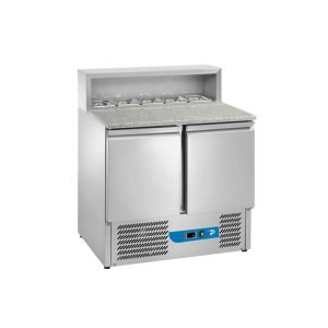 Saladette a refrigerazione statica con n° 2 porte e piano in granito + alzata - temp da +2°C a +10°C