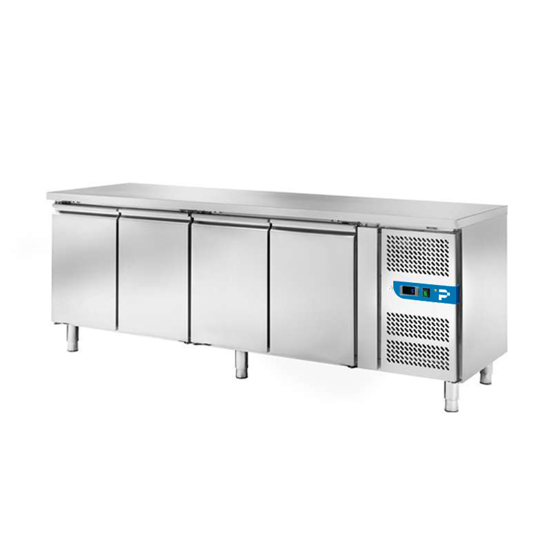 Tavolo refrigerato con n° 4 porte EN 60x40 senza alzatina temp. da +2°C a +8°C prof. 80 cm - classe C