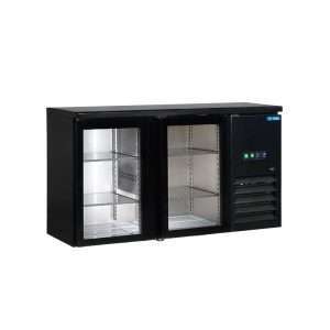 Tavolo refrigerato nero due porte a vetro
