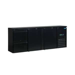 Tavolo refrigerato da incasso nero 2 porte 2 cassetti