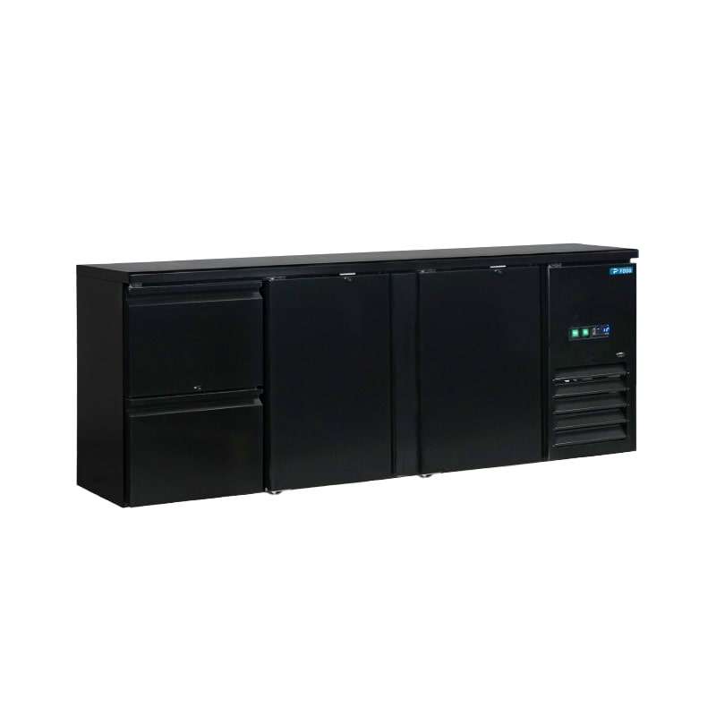 Tavolo refrigerato da incasso nero 2 porte 2 cassetti