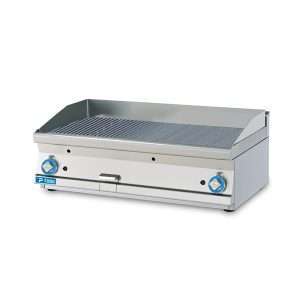 Fry-Top professionale da banco elettrico con piastra doppia XL rigata