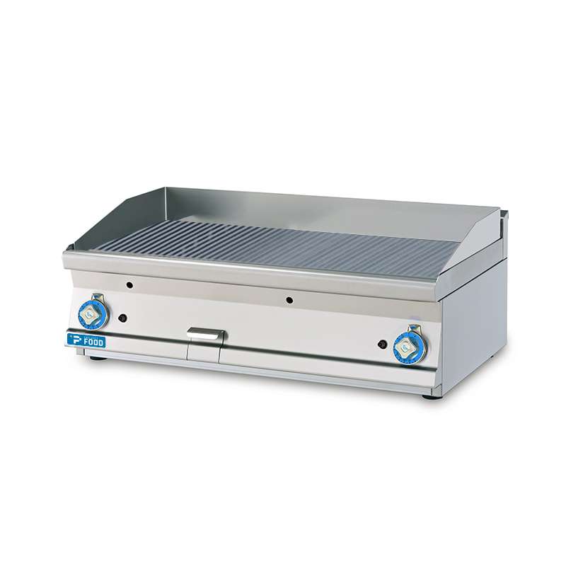 Fry-Top professionale da banco a gas con piastra doppia XL rigata