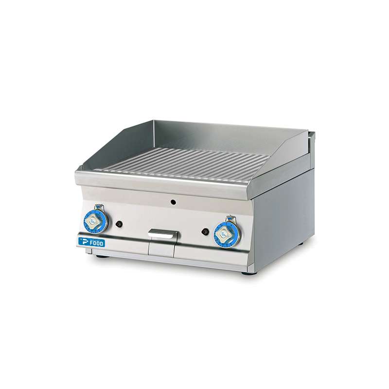 Fry-Top professionale da banco elettrico con piastra doppia rigata