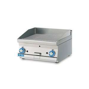 Fry-Top professionale da banco a gas con piastra doppia rigata