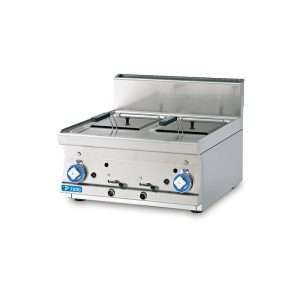 Friggitrice professionale da banco a gas con vasca doppia da 8 lt + 8 lt