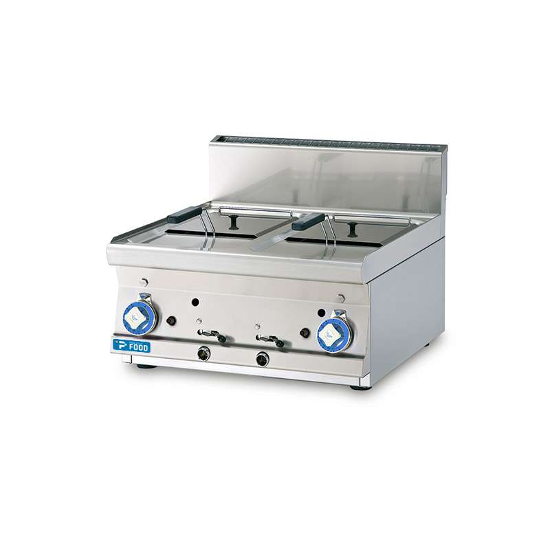 Friggitrice professionale da banco a gas con vasca doppia da 8 lt + 8 lt