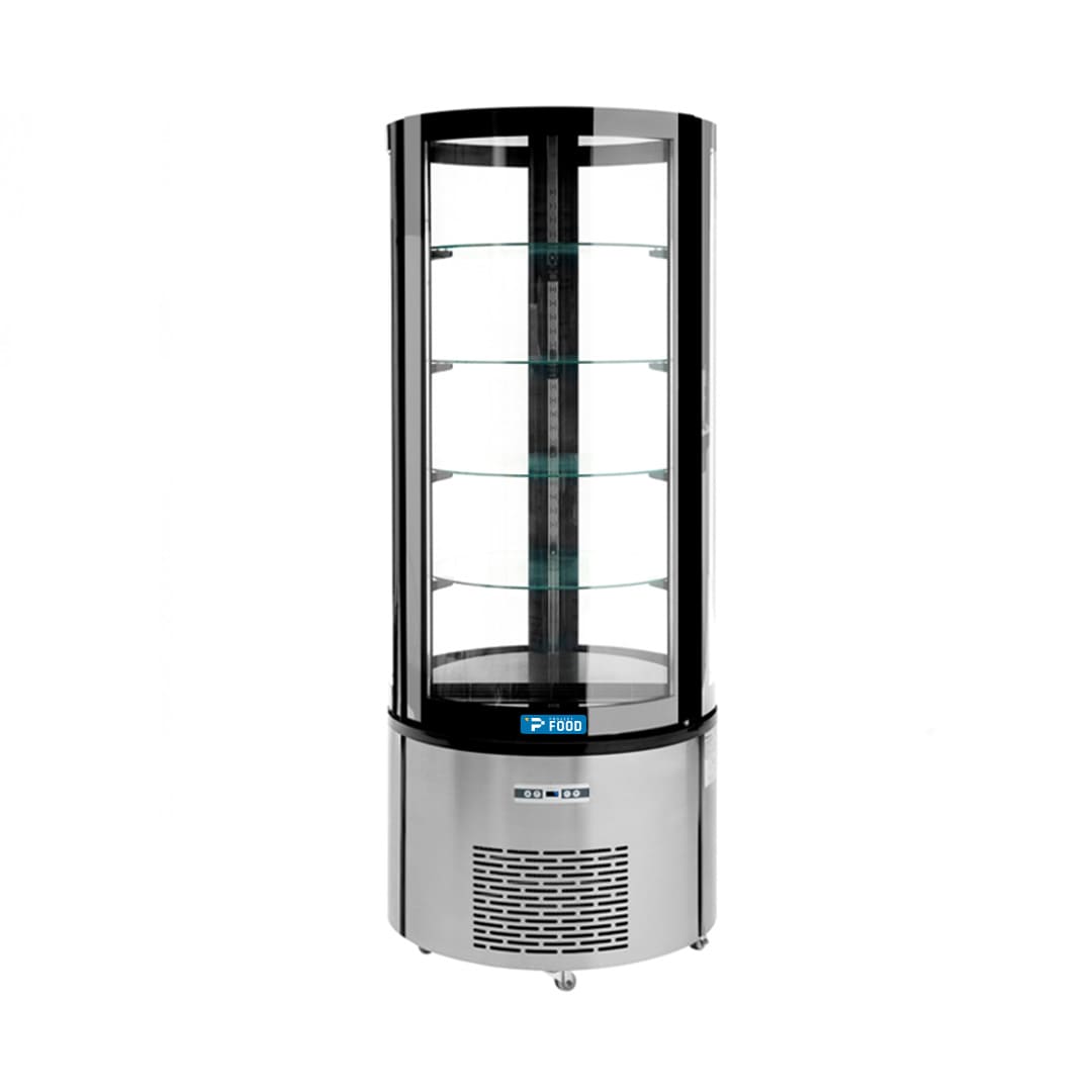 Vetrina espositiva ventilata tutto vetro con 4 ripiani Ø 53 cm temp da +2°C a +8°C - capacità 400 lt