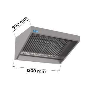 Cappa snack a carboni attivi con luce, motore e regolatore di velocitร โ dim. L1200xP900xH500 mm