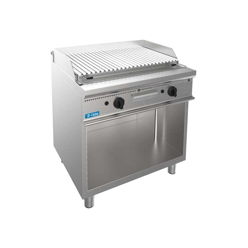 Griglia pietra lavica doppia a gas su vano a giorno con griglia per carne