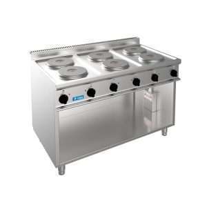 Piano cottura elettrico 6 piastre da 2,6 kw Ø 220 mm su vano a giorno