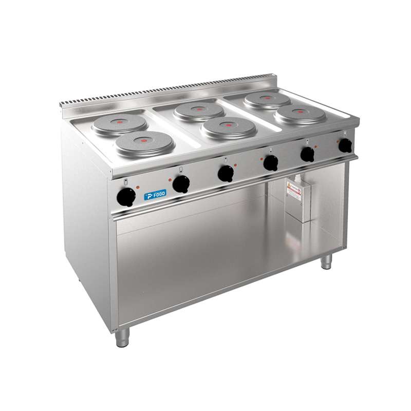 Piano cottura elettrico 6 piastre da 2,6 kw Ø 220 mm su vano a giorno