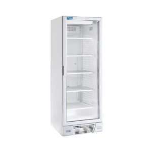 Vetrina espositiva bianca statica con agitatore con anta vetro e 5 ripiani temp da -18°C a -24°C - capacità 360 lt