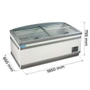 Isola supermercato statica con sbrinamento automatico e temp da -18°C a -21°C - capacità 630 lt