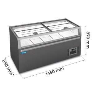 Isola supermercato panoramica statica con sbrinamento automatico e temp da +10°C a -22°C - capacità 575 lt