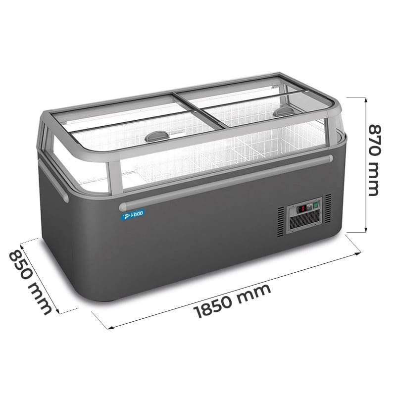 Isola supermercato panoramica statica con sbrinamento automatico e temp da +10°C a -22°C - capacità 745 lt