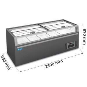 Isola supermercato panoramica statica con sbrinamento automatico e temp da +10°C a -22°C - capacità 1105 lt