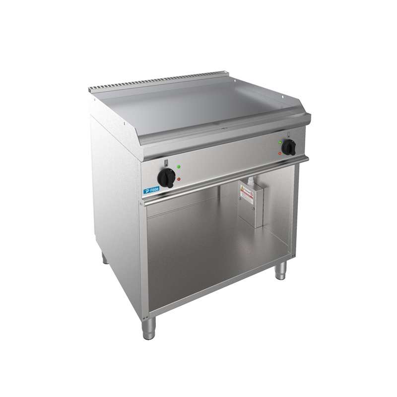 Fry-Top professionale elettrico con piastra doppia liscia su vano a giorno