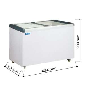 Congelatore a pozzetto con porte vetro e led temp da +10°C a -18°C - capacità 516 lt