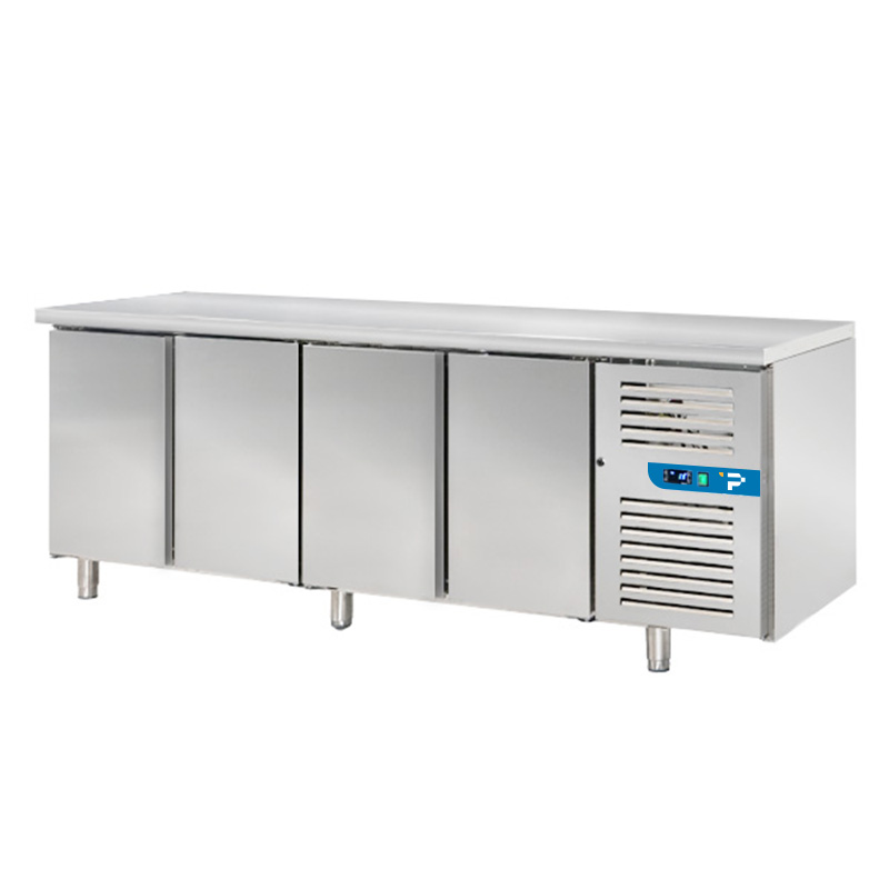 Tavolo refrigerato premium con n° 4 porte GN 1/1 senza alzatina temp. da -18°C a -22°C prof. 70 cm - classe E