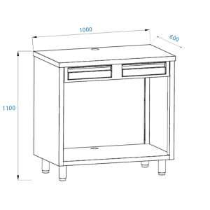 PFMC160 Mobile per macchina caffè in acciaio inox con top senza alzatina con cassetto battifiltro e cassetto di servizio