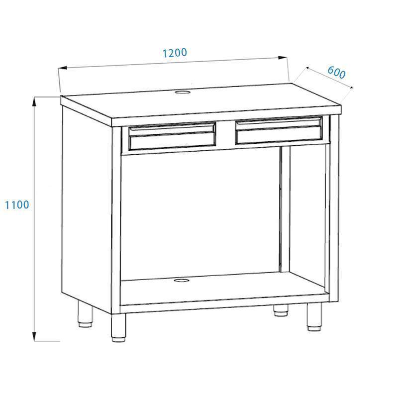 PFMC162 Mobile per macchina caffè in acciaio inox con top senza alzatina con cassetto battifiltro e cassetto di servizio