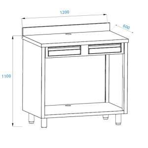 PFMC162A Mobile per macchina caffè in acciaio inox con top con alzatina con cassetto battifiltro e cassetto di servizio