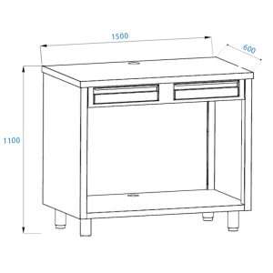 PFMC165 Mobile per macchina caffè in acciaio inox con top senza alzatina con cassetto battifiltro e cassetto di servizio