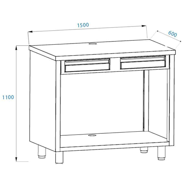 PFMC165 Mobile per macchina caffè in acciaio inox con top senza alzatina con cassetto battifiltro e cassetto di servizio