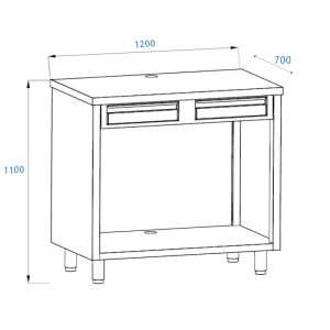 PFMC172 Mobile per macchina caffè in acciaio inox con top senza alzatina con cassetto battifiltro e cassetto di servizio