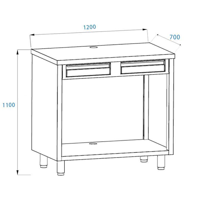 PFMC172 Mobile per macchina caffè in acciaio inox con top senza alzatina con cassetto battifiltro e cassetto di servizio