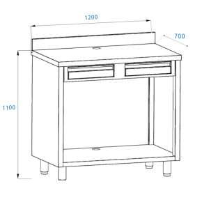 PFMC172A Mobile per macchina caffè in acciaio inox con top con alzatina con cassetto battifiltro e cassetto di servizio