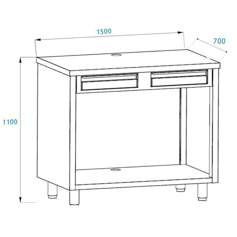 PFMC175 Mobile per macchina caffè in acciaio inox con top senza alzatina con cassetto battifiltro e cassetto di servizio