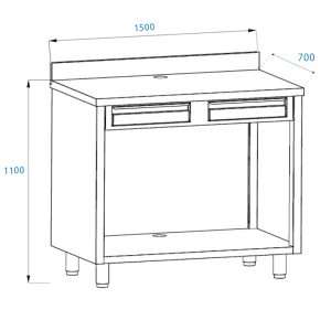 PFMC175A Mobile per macchina caffè in acciaio inox con top con alzatina con cassetto battifiltro e cassetto di servizio