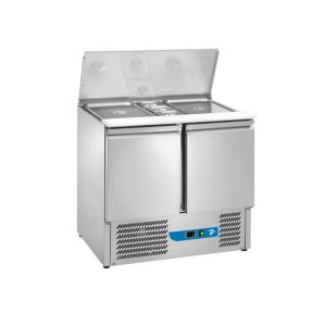 Saladette a refrigerazione ventilata con n° 2 porte e coperchio - temp da +2°C a +8°C