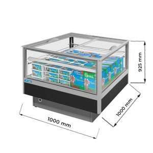 Isola panoramica ventilata con sbrinamento automatico e luce a led temp da -18°C a +5°C - capacità 200 lt