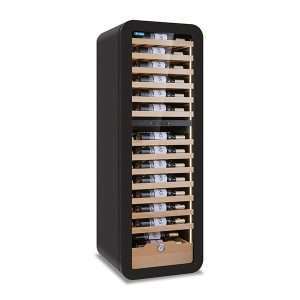 Cantina vini premium Black per 86 bottiglie doppia temperatura a refrigerazione ventilata - ripiani in legno