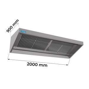 Cappa snack a carboni attivi con luce, motore e regolatore di velocitร โ dim. L2000xP900xH500 mm