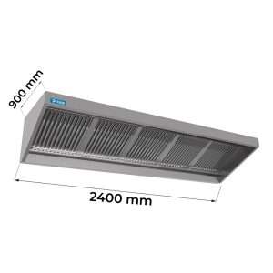 Cappa snack a carboni attivi con luce, motore e regolatore di velocitร โ dim. L2400xP900xH500 mm