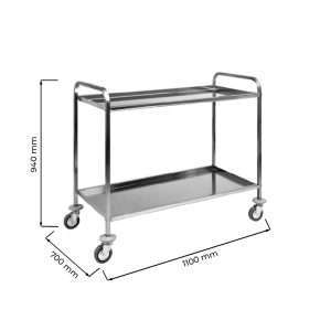 Carrello di servizio in acciaio inox con 2 piani – L1100xP700xH940 mm