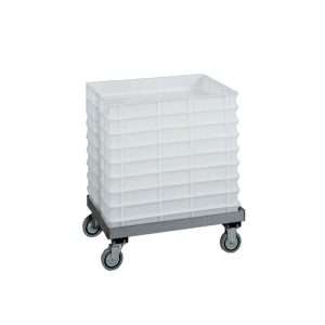 Carrello per cassette impasti pizza da 600x400 mm in acciaio inox su ruote