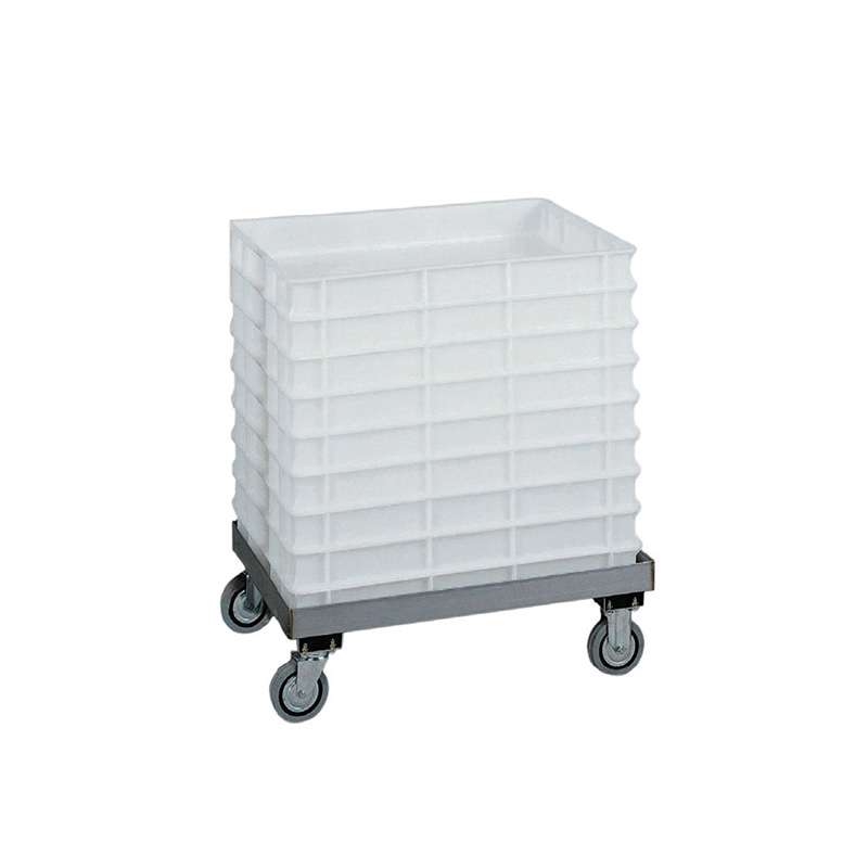 Carrello per cassette impasti pizza da 600x400 mm in acciaio inox su ruote
