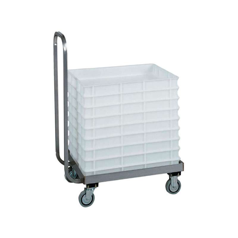 Carrello per cassette impasti pizza da 600x400 mm in acciaio inox su ruote e manico