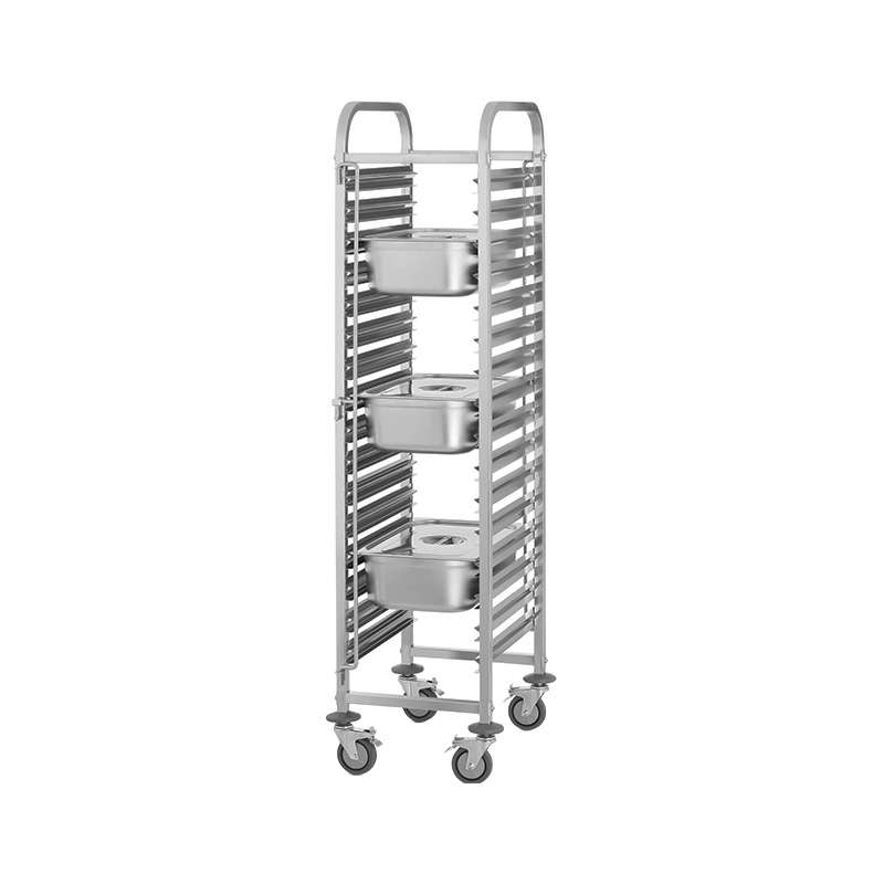 Carrello portateglie in acciaio inox per 15 teglie GN 1/1 – L380xP550xH1710 mm