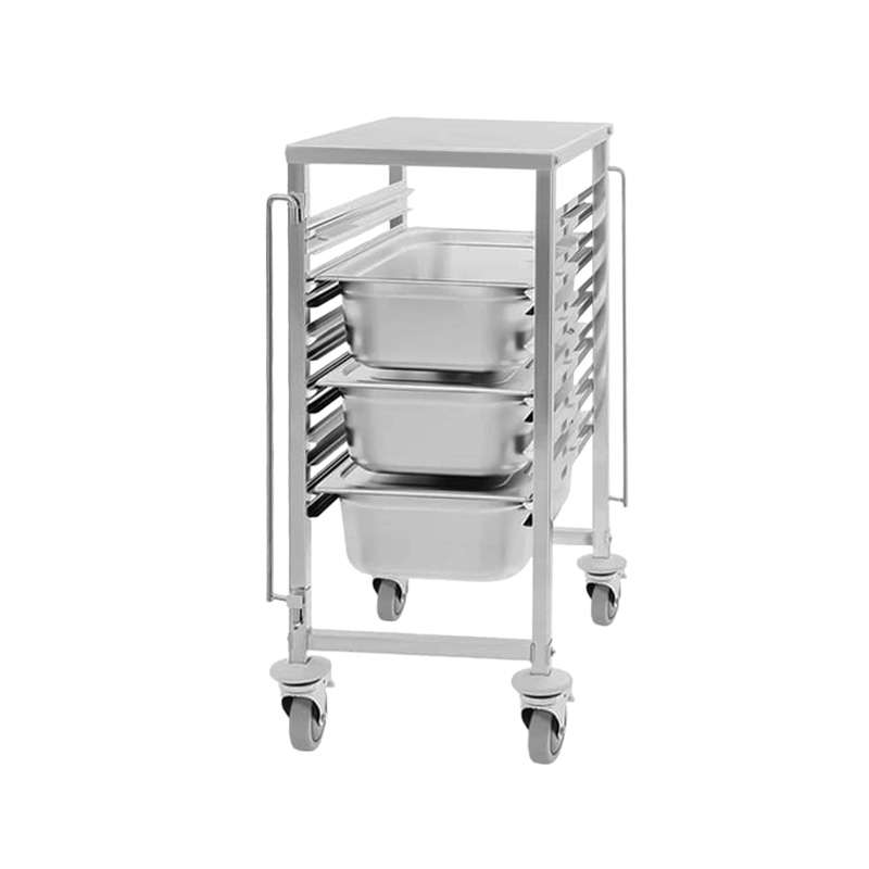 Carrello portateglie in acciaio inox per 6 teglie GN 1/1 – L380xP550xH950 mm