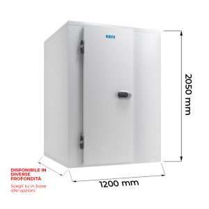 Cella frigorifera positiva TN (0°C / +10°C) con pavimento spessore 80 mm - Lunghezza 1200 mm