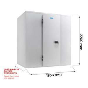 Cella frigorifera negativa BT (-18°C / -20°C) con pavimento spessore 120 mm – Lunghezza 1500 mm
