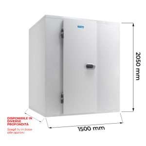 Cella frigorifera positiva TN (0°C / +10°C) con pavimento spessore 80 mm – Lunghezza 1500 mm
