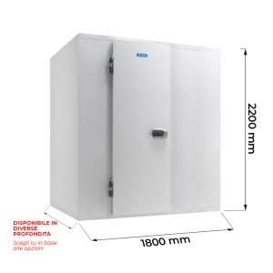 Cella frigorifera positiva TN (0°C / +10°C) con pavimento spessore 80 mm – Lunghezza 1800 mm