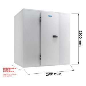 Cella frigorifera negativa BT (-18°C / -20°C) con pavimento spessore 120 mm – Lunghezza 2100 mm